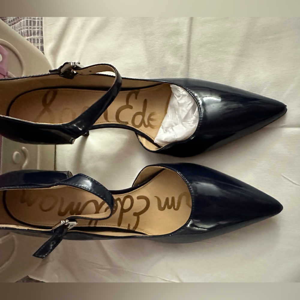 Sam Edelman pointy strap heel, Navy Blue.. - Picture 3 of 5